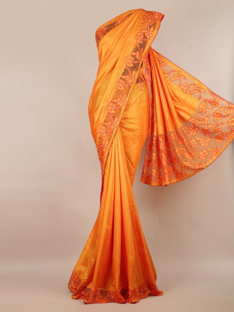 

Pothys Mustard Yellow Solid Art Silk Saree