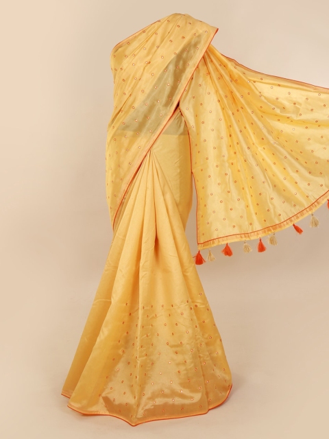 

Pothys Cream-Coloured Embellished Cotton Blend Saree
