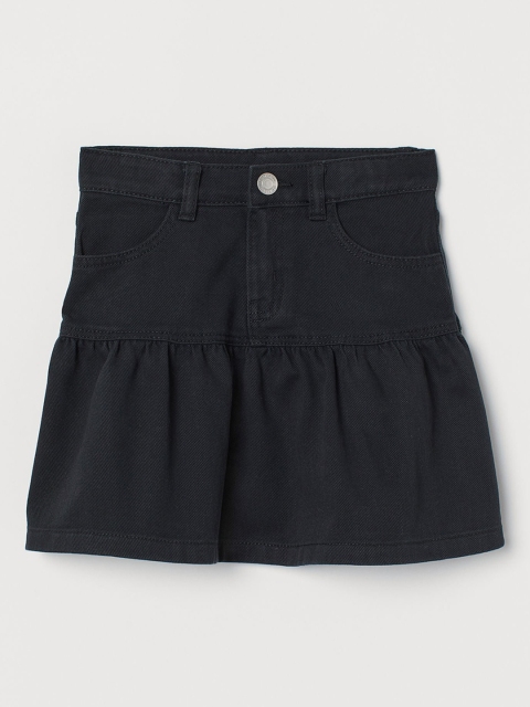 

H&M Girls Black Cotton Tiered Skirt