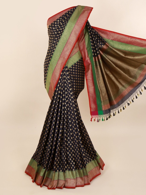 

Pothys Navy Blue & Green Pure Silk Woven Design Banarasi Saree
