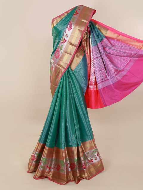 

Pothys Teal-Coloured Woven Design Tissue Saree
