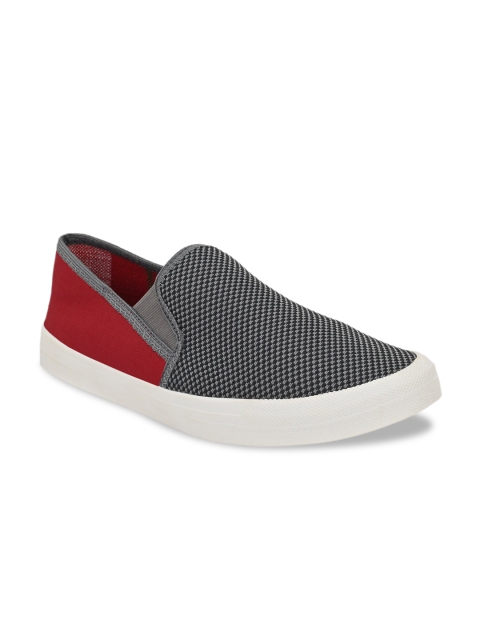 

Ferraiolo Men Grey Printed Leather Slip-On Sneakers