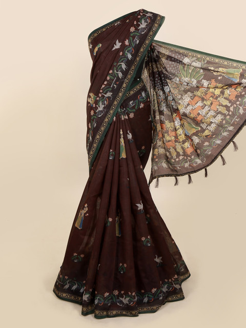 

Pothys Brown Printed Cotton Blend Saree