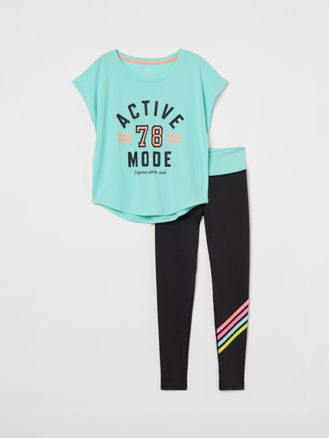 

H&M Girls Turquoise Blue & Black 2-Piece Sports Set
