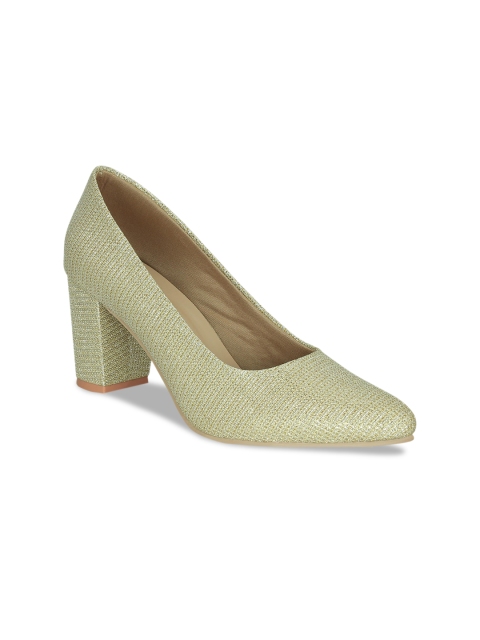 

Get Glamr Women Gold-Toned Woven Design Pumps