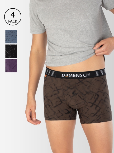 

DAMENSCH Men Pack Of 4 Printed Trunks DAM-CTP-T-BRB-WPB-SPB-PNP, Purple
