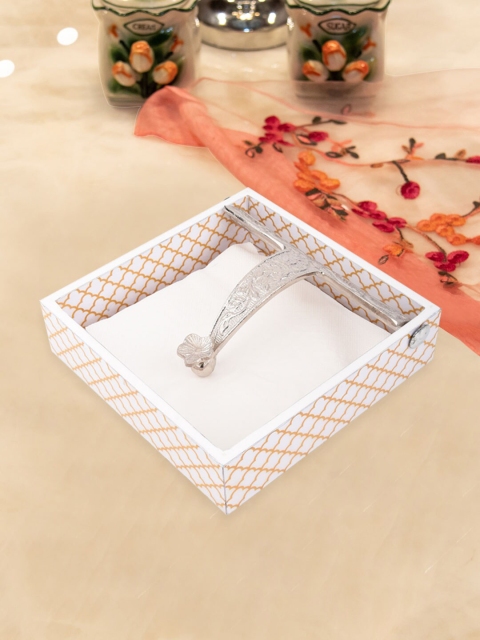 

Tistabene White & Yellow Criss Cross Flora Designer Tissue Box Holder