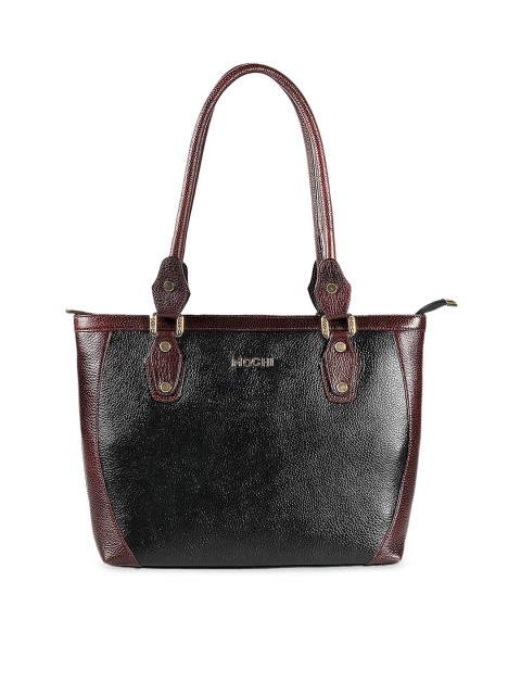 

Mochi Black Solid Leather Shoulder Bag