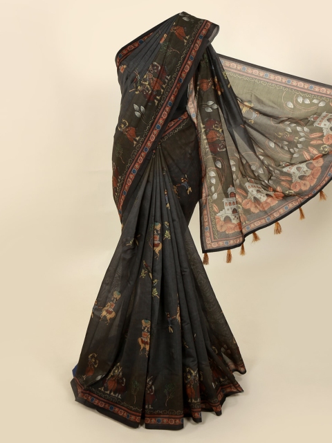 

Pothys Green Printed Cotton Blend Saree