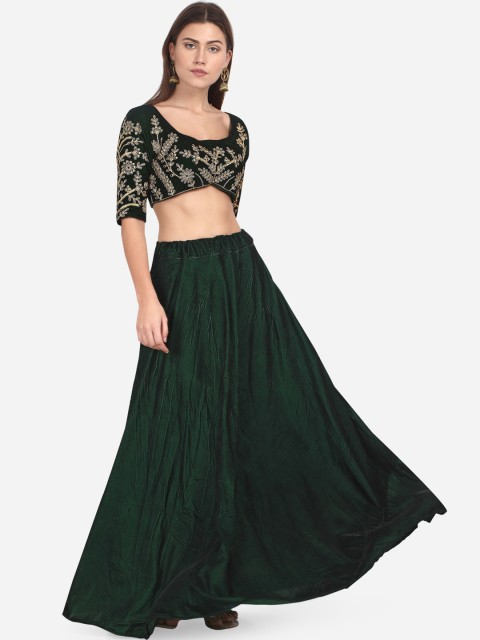 

Mitera Green Unstitched Lehenga with Blouse