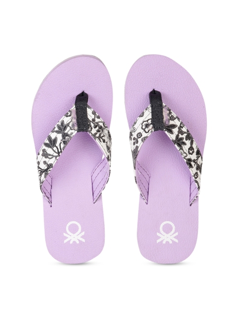 

United Colors of Benetton Women Purple & Black Printed Thong Flip-Flops