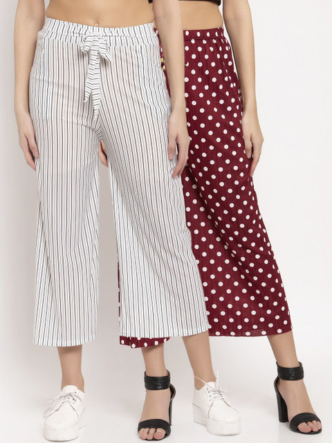 

KLOTTHE Women Multicoloured Set of 2 Printed Flared Palazzos, Multi
