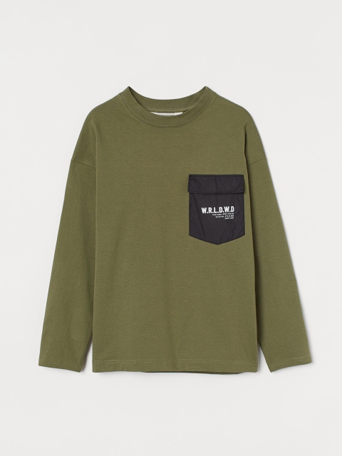 

H&M Boys Green Printed Cotton Sweatshirt