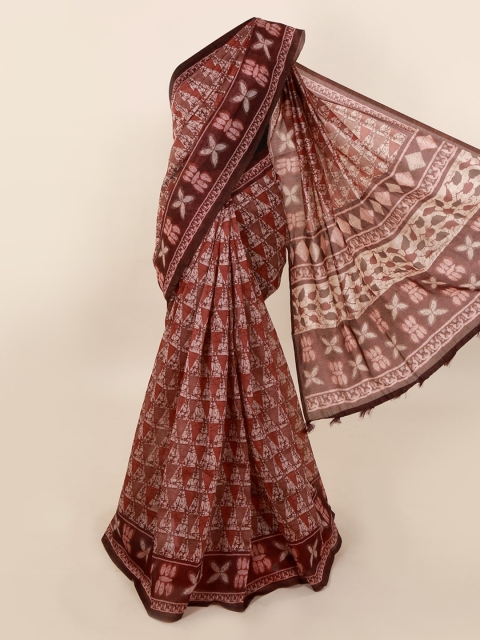 

Pothys Brown Printed Cotton Blend Saree