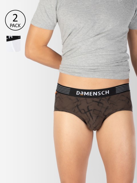 

DAMENSCH Men Pack Of 2 Deodorizing Basic Briefs DAM-CTM-B-SPB-PEB-PACK-2-MIX, Brown