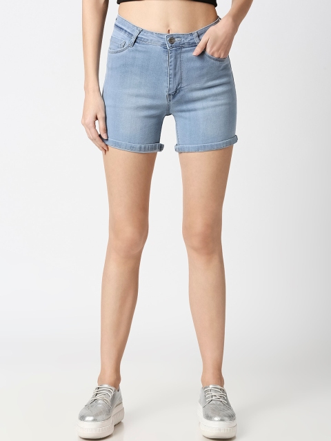 

fungus Women Blue Washed Slim Fit Denim Shorts