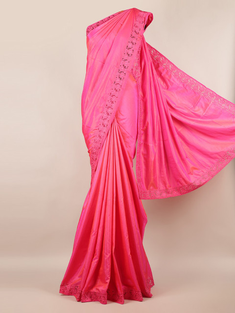 

Pothys Pink Solid Art Silk Saree