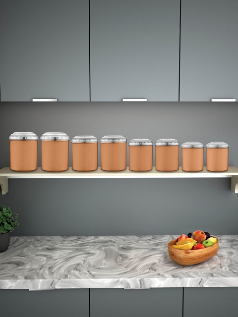 

Jensons Set of 8 Copper-Toned Stainless Steel Canisters