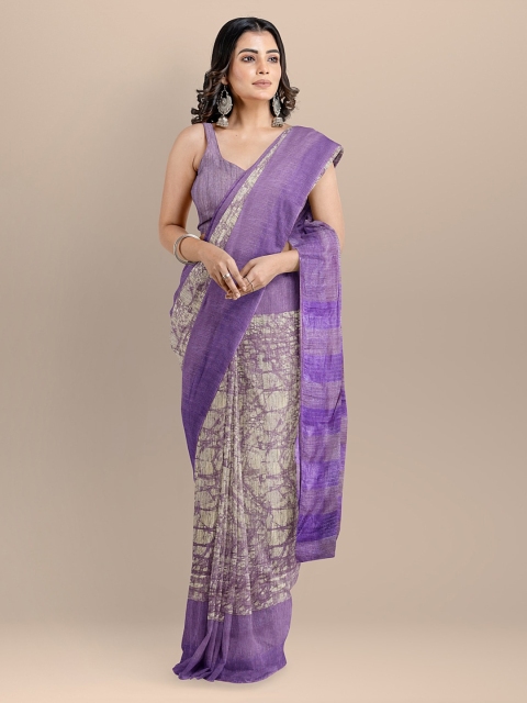 

BharatSthali Purple & Grey Silk Cotton Printed Narayan Peth Saree