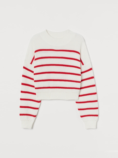 

H&M Girls Red & White Striped Knitted jumper