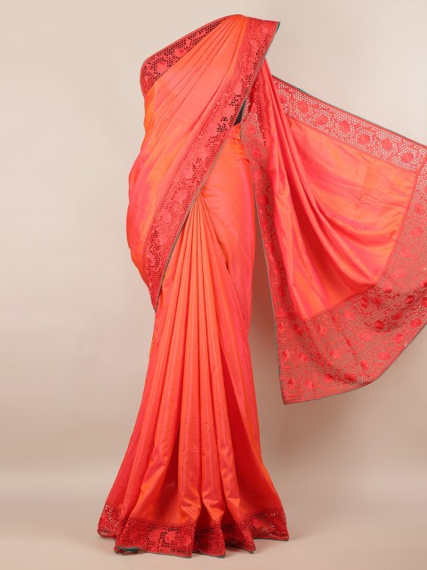 

Pothys Orange & Green Art Silk Solid Saree