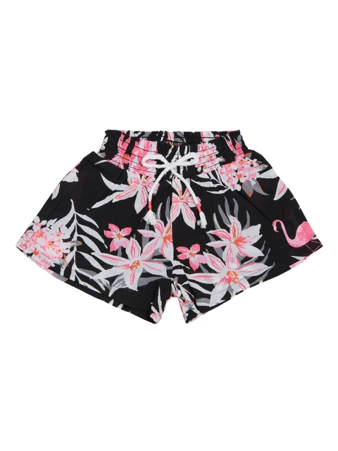 

VITAMINS Girls Black Printed Regular Fit Regular Shorts