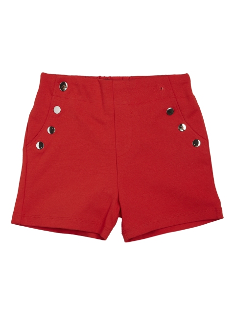 VITAMINS Girls Red Solid Slim Fit Regular Shorts