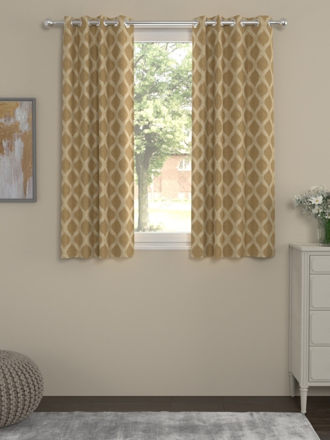 

ROSARA HOME Gold-Toned Set of 2 Jacquard Window Curtains