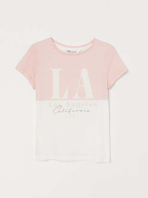 

H&M Girls White & Pink Printed Jersey Top