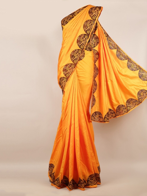

Pothys Yellow Solid Art Silk Saree