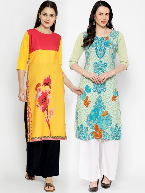 

7Threads Pack Of 2 Printed Crepe Kurtas, Multi