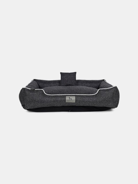 

Heads Up For Tails Black Self Design Nap Now Lounger Dog Bed With Cushion