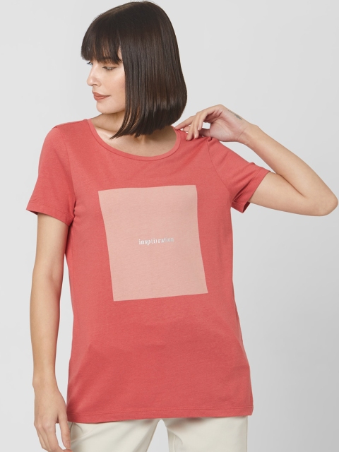 

Vero Moda Women Pink Colourblocked Round Neck T-shirt