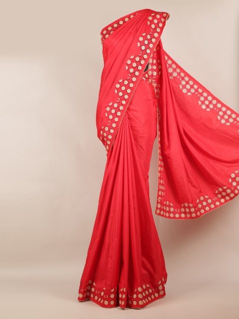 Pothys Red Solid Art Silk Saree