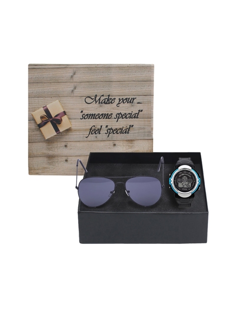 

Fantasy World Unisex Kids Turquoise Blue & Navy Blue Watch & Sunglass Gift Set FWGiftset166-AVI_02-01