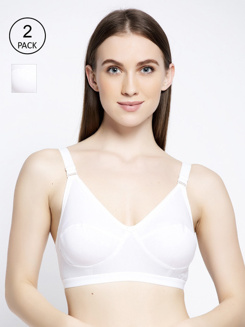 

GRACIT Pack of 2 White Solid Non-Wired Non Padded Balconette Bras PW34-02-02