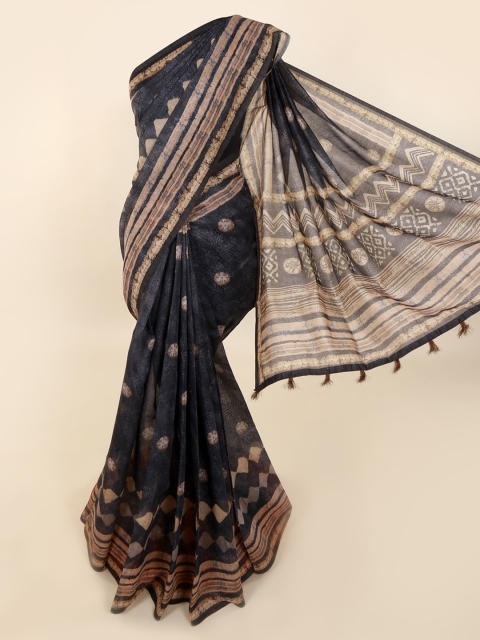 

Pothys Grey Printed Cotton Blend Chanderi Saree