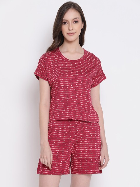 

Kanvin Women Pink Printed Night suit