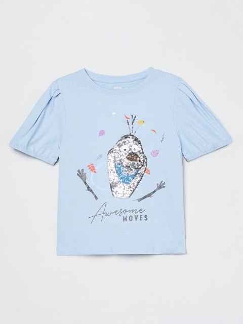 

max Girl Blue Printed Round Neck Top