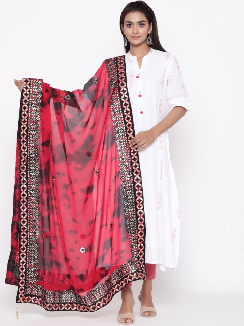 

SOUNDARYA Red & Black Dyed Dupatta