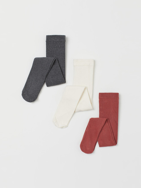 

H&M Girls 3-Pack Fine-Knit Tights, White