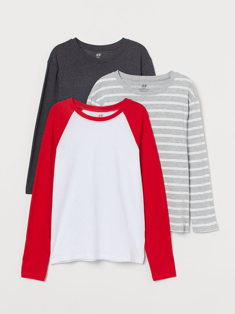 

H&M Boys Multicoloured Solid 3-pack Jersey Sustainable Tops, Multi