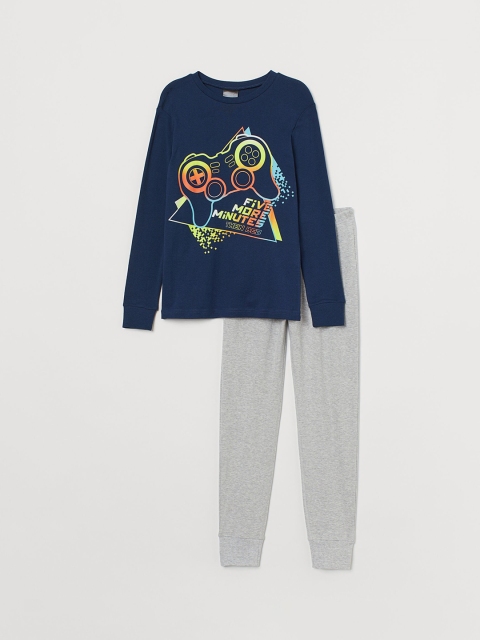 

H&M Boys Blue & Grey Printed Pyjamas