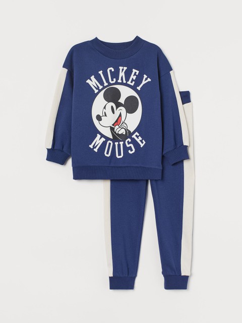 

H&M Boys Blue & White Mickey Mouse 2-Piece Printed Set