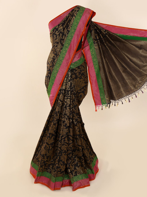 

Pothys Black Pure Silk Woven Design Banarasi Saree