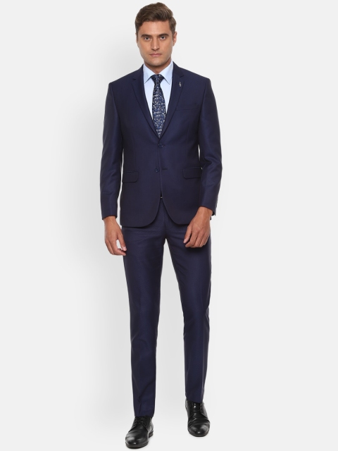 

Van Heusen Men Navy Blue Self-Design Slim-Fit Single-Breasted Formal Suit