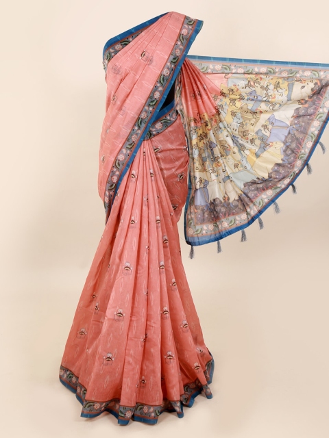 

Pothys Pink Printed Cotton Blend Saree