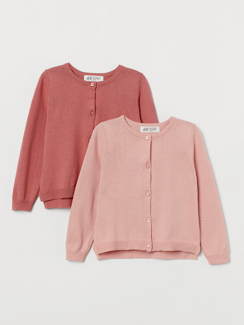 

H&M Girls 2-pack Pink Cotton Fine-Knit Cardigans