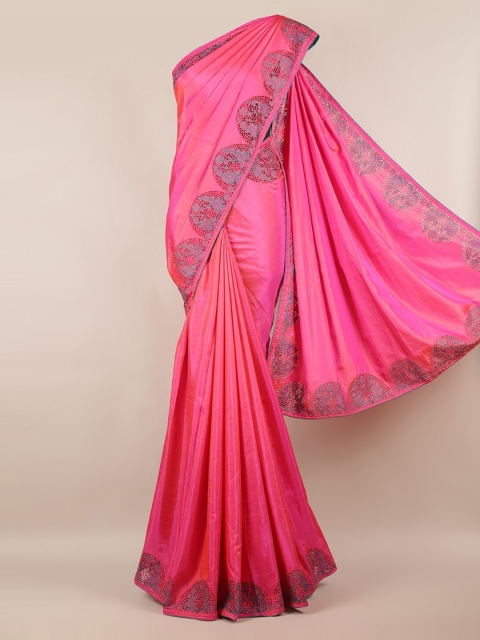 

Pothys Pink Solid Art Silk Saree