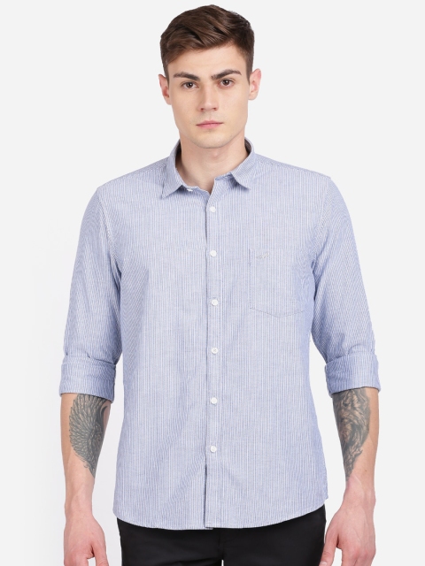 

Crocodile Men Blue Striped Regular Fit Casual Shirt